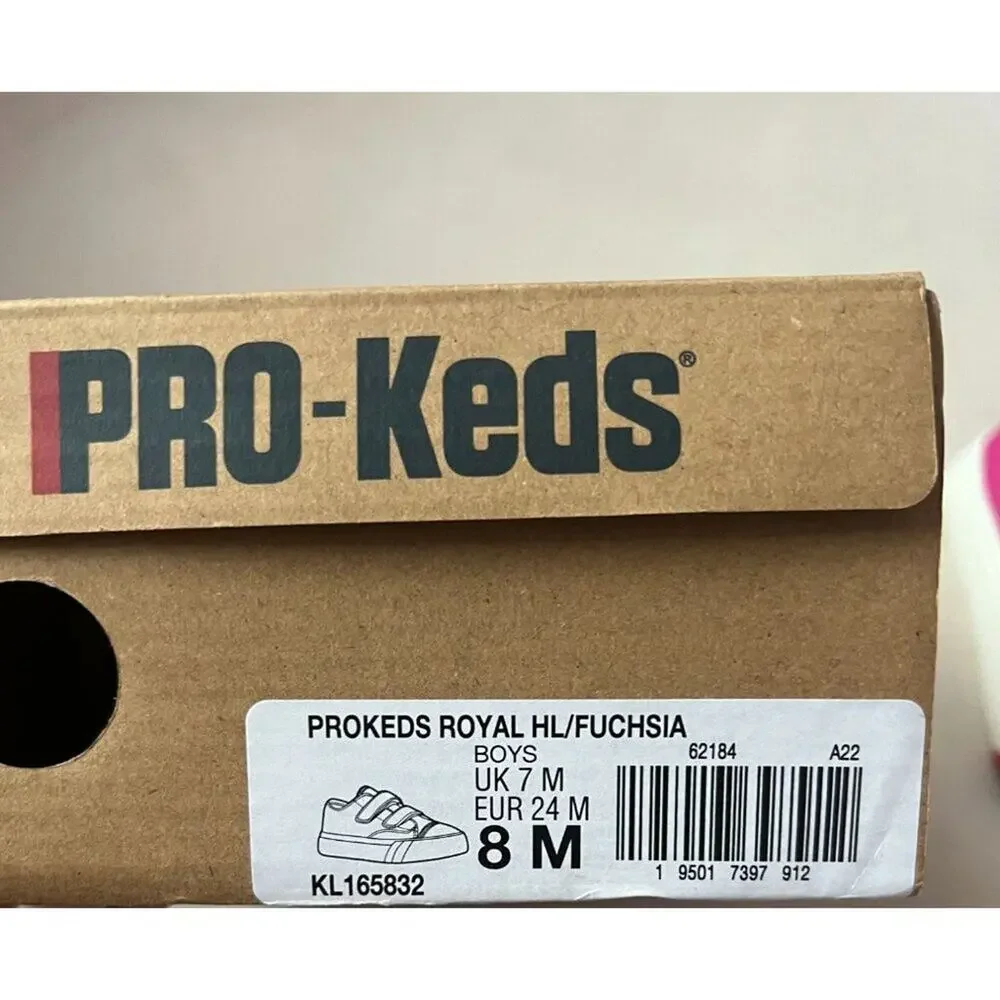 Pro-Keds Royal HL Sneakers Fuschia Size 8 Little Girls Velcro Closure Rubber Sol
